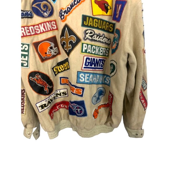 NFL Teams Custom Handmade Vintage Wool Leather Snap Up Quilted Reebok 8XL Jacket - Picture 3 of 16
